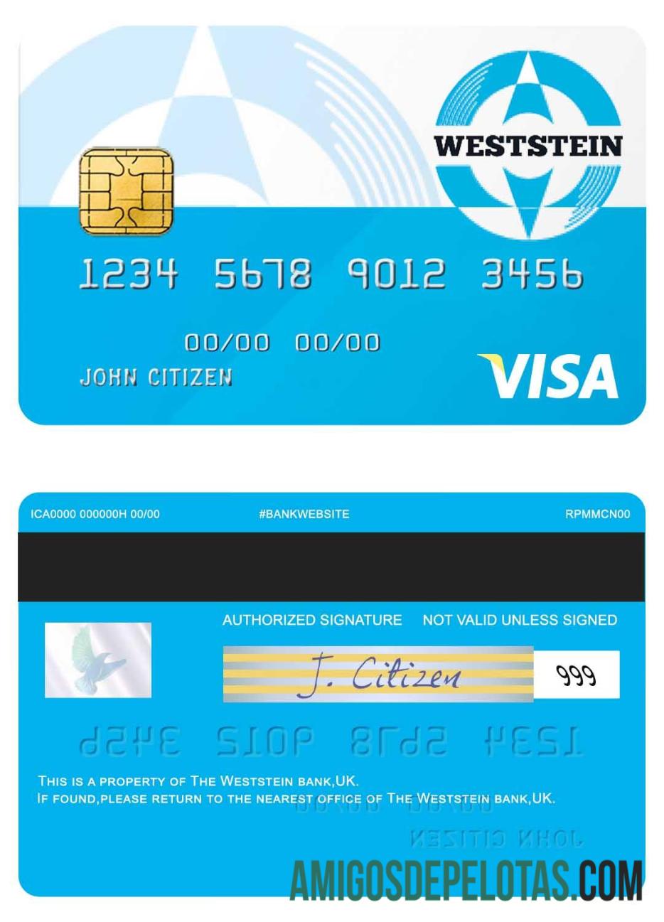 Cartão Visa do Weststein Bank do Reino Unido baixar para verificação